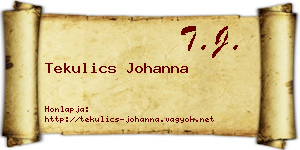 Tekulics Johanna névjegykártya